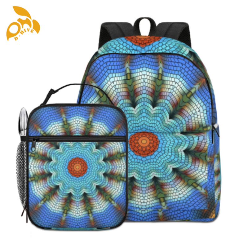 Free delivery.top fashion designers customize lightweight and high-quality full-print black schoolbags in beige.