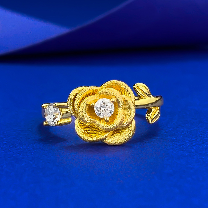 Elegant Rose Gold S925 Sterling Silver Flower Ring with Sparkling Diamonds, Perfect for Casual and Formal Occasions, Ideal for Gifting