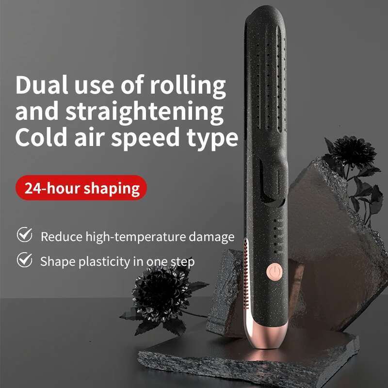 2-in-1 Curling Wand & Flat Iron Hair Straightener with Negative Ions Styling Tool for Professional Salon Straighten