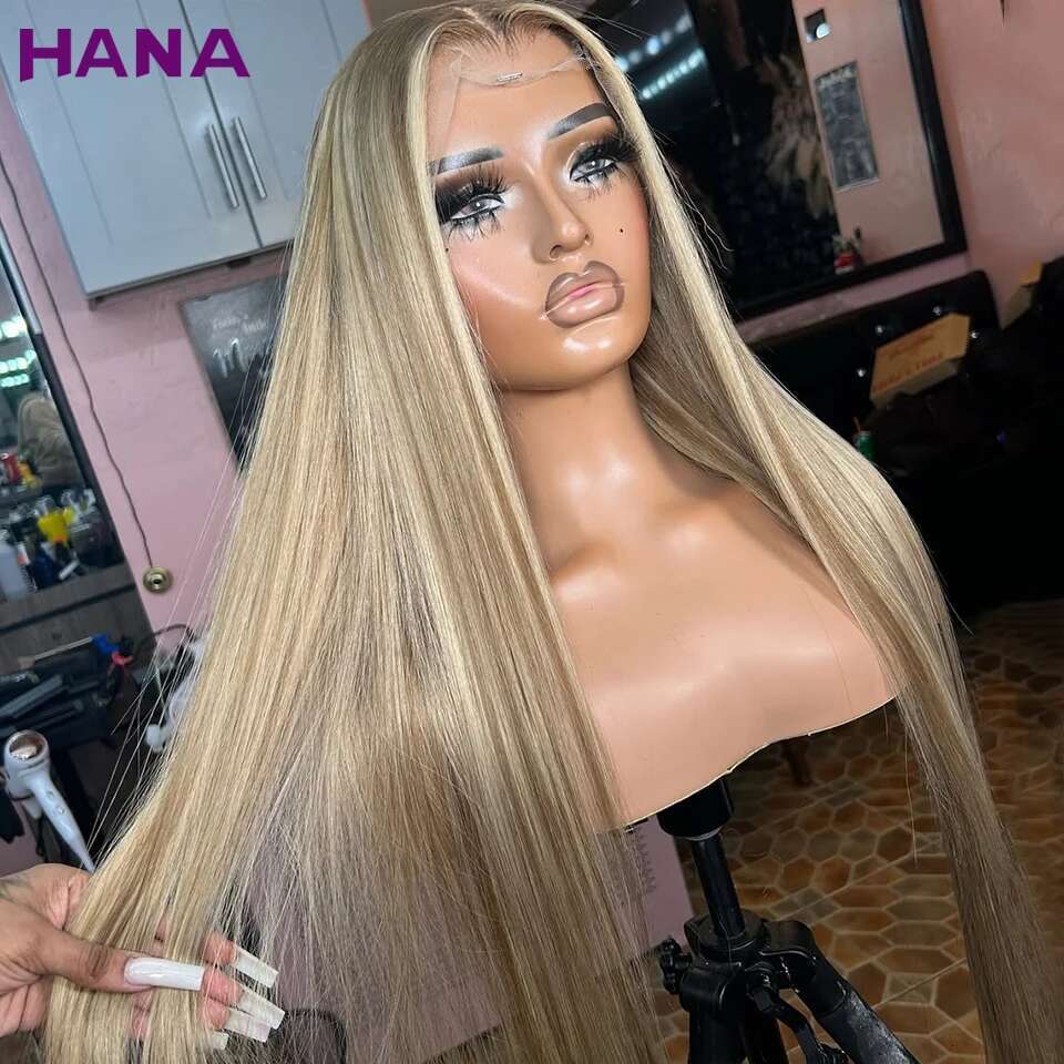 200% Density 7x5 Closure Highlights Ash Blonde Colored Straight 13X4 13x6 Lace Frontal Wig Human Hair Wigs For Women