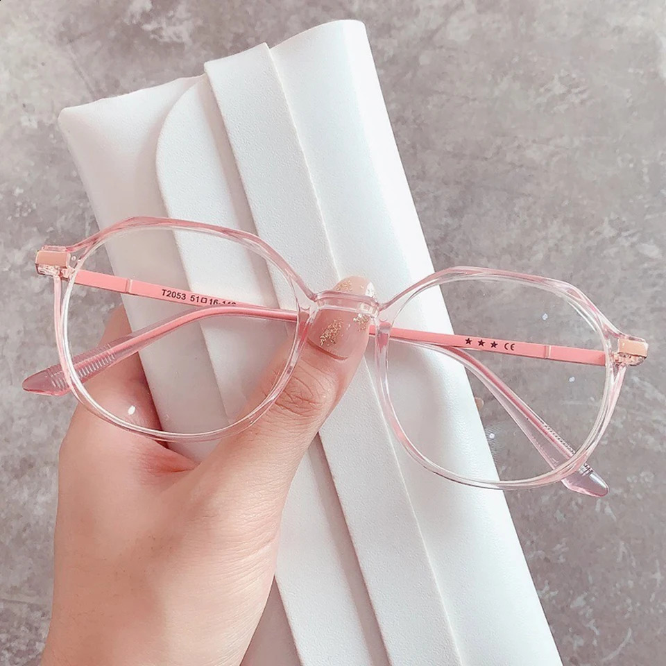 Fashion Anti Blue Light Blocking Eyewear Women Acetate Round Frame Optical Spectacle Female Multisided Eyeglass 250515
