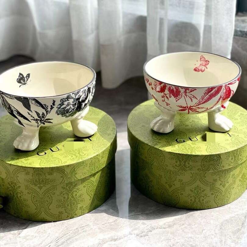 G Home Printed Ceramic Cat Dog Food Bowl Pet Supplies 12315
