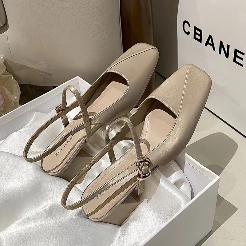 Ins Style Fashion Silk Women's High Heels Spring/Summer Thick High Heels Mary Jane Women's Hot and Thick Casual Shoes