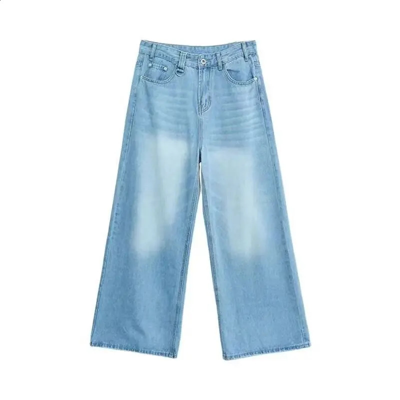 Male Jeans Straight Casual Menwear Loose Wide Leg Trousers Fashion 9C354 Summer Mens Denim Pants Old Blue Washed 250519