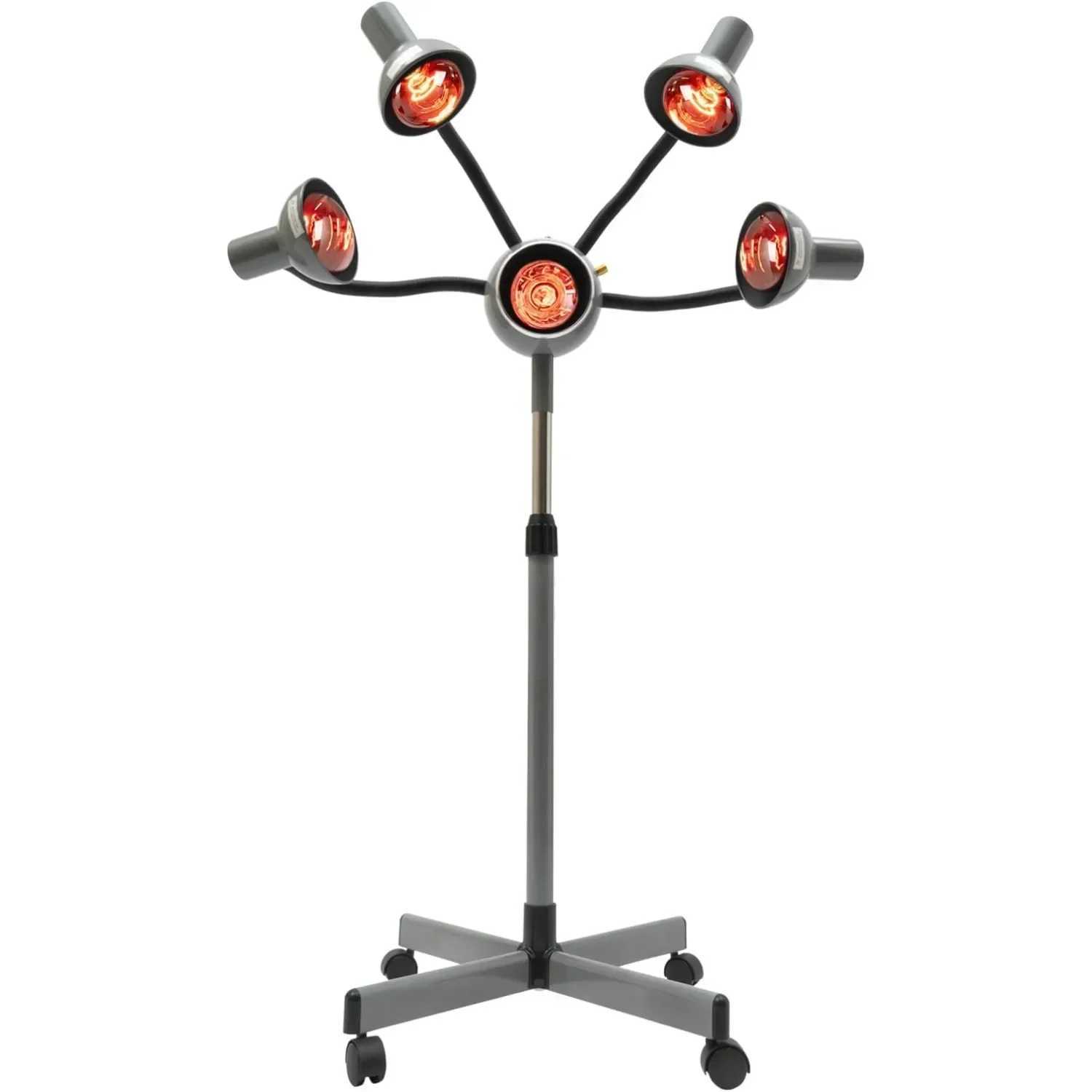 Hair Dryer 5 Head Infrared Heat Lamp Adjusting Height Styling Perming Dryer Salon Heat Lamp Chrome Arms Metal White z250520