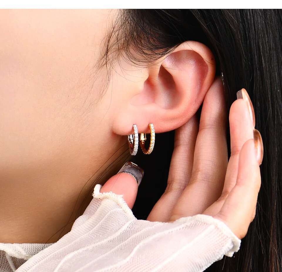 COSFIX Moissanite Hoop Earrings for Women Fashion Lab Diamond Earring S925 Silver Plated White Gold New 2023