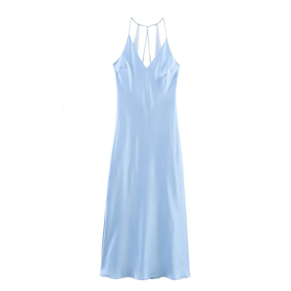 UNIZERA Womens Underwear Silk Texture Midi Hanging Neck Strap Dress SpringSummer Product Casual Wear 250520