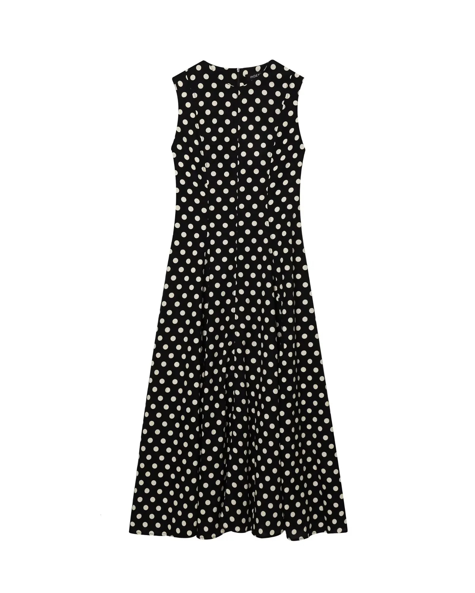 European and American style temperament retro round neck sleeveless polka dot dress 250520