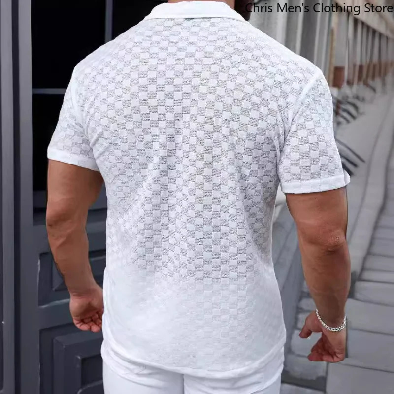 Senior Sense of Casual Business Style Mens Shirt ner Coname Solid Color Lace Sexy Trend Hollow Top 250520