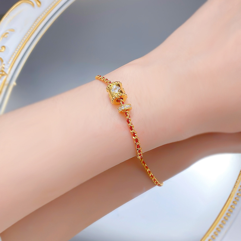 S925 Silver Fashion Bracelet for Women, Gold Plated with Diamond-like Charm, Elegant Woven Design