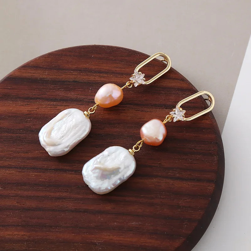 Arrival 100% Natural Baroque Freshwater Pearl 14K Gold Filled Female Tassels Stud Earrings Jewelry Anti Allergy For Women 250517