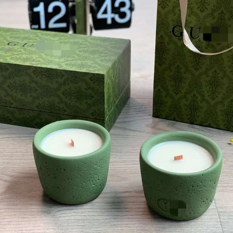 G Carving Avocado Green Cup Wall Home Aromatherapy Candle Two Pack Gift Set 12315