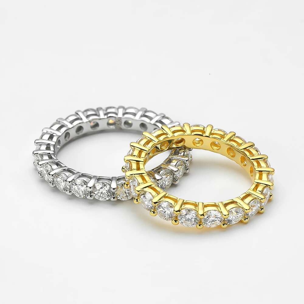 3mm D Color Moissanite Ring 925 Sterling Silver Full Circle Lab Created Diamond Wedding Band Eternity Engagement Rings For Women