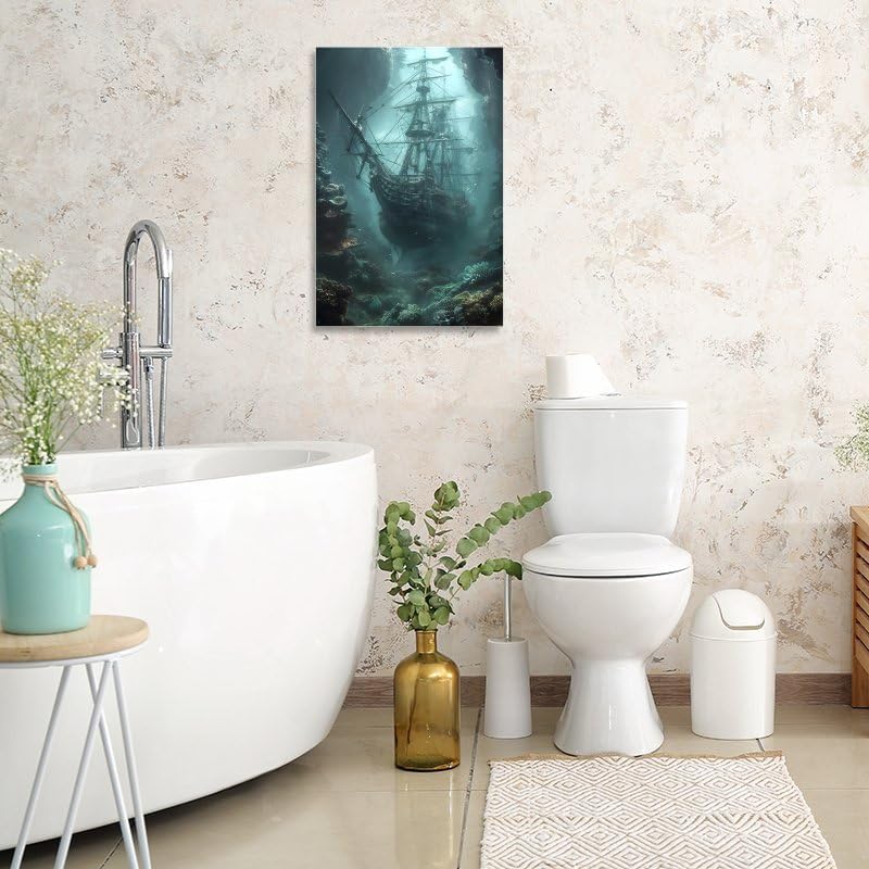 Generic Sunken Ship Canvas Poster Wall Art Decor Print Picture Paintings for Living Room Gift ForBedroom Decoration 24x36inch(60x90cm)
