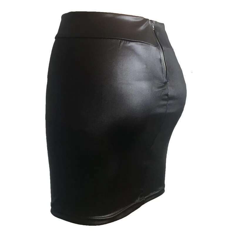 Women Mini Solid Color High Waist Slim Fit Skinny Matte Faux Leather Cozy Commuter Bodycon Skirt Streetwear