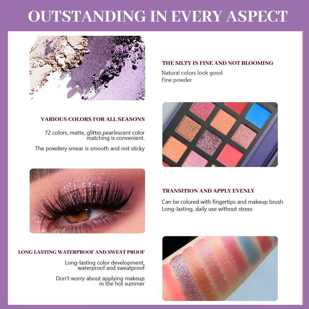 72 Color Rainbow Eyeshadow Palette Pigment Board Shimmer Glitter Matte Finish Nude Makeup All In One Makeup Palette For MusicXJ250520