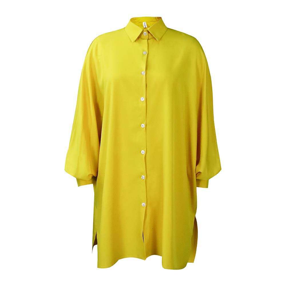 Women's Wear Spring New Loose Waist Style Flip Collar Solid Color Large Shirt Dress