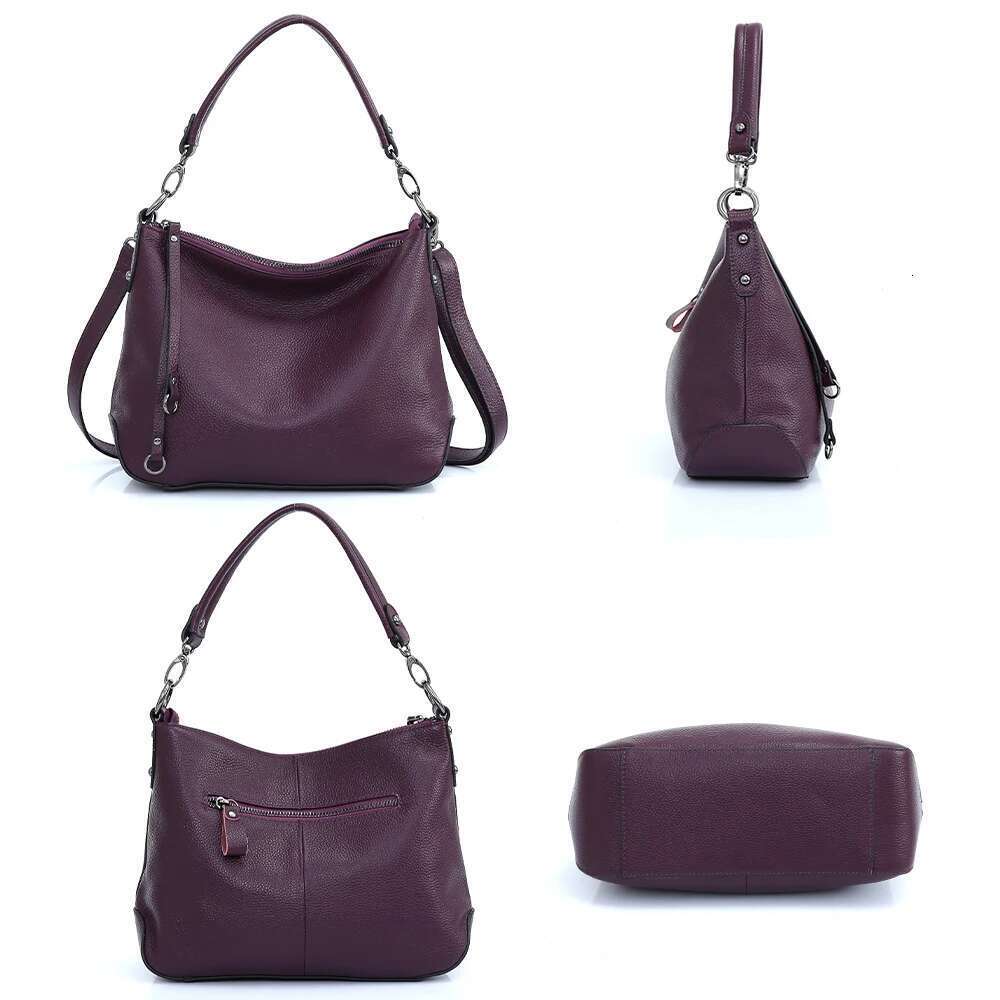 Women's Bags Designer Zency Genuine Leather For Women Simple Classic Handbag Hobo Vintage Grey Shoulder Tote Cowhide Crossbody Bag Mom's Gif
