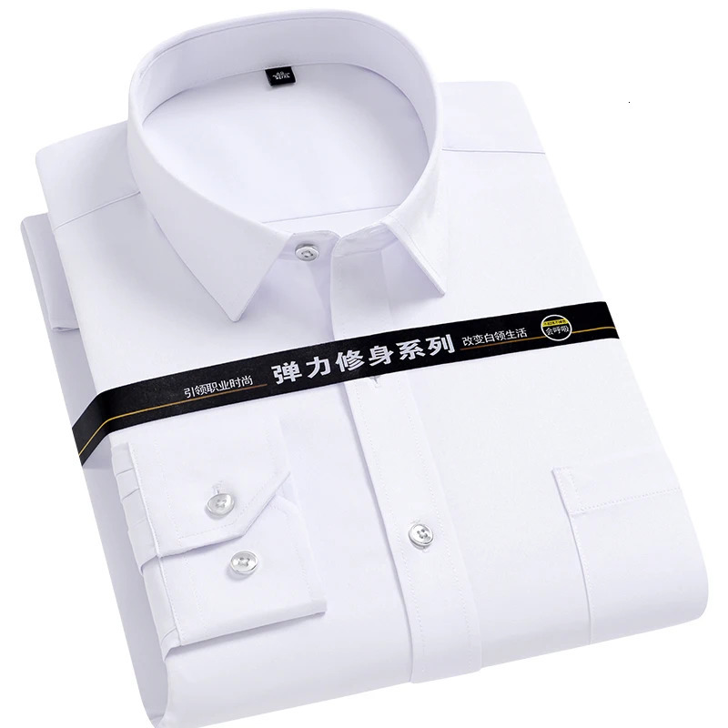 Mens Shirt Long Sleeve Stand-collar Mandarin Collar Single Patch Pocket Smart Casual Regular-fit Business Office Dress Shirts 250520