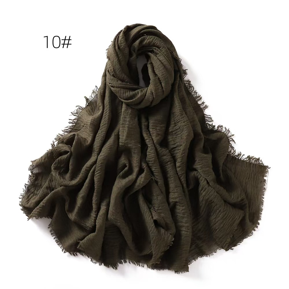 T759 solid color cotton and linen breathable gauze scarf sunscreen women's shawl Malay headscarf scarf