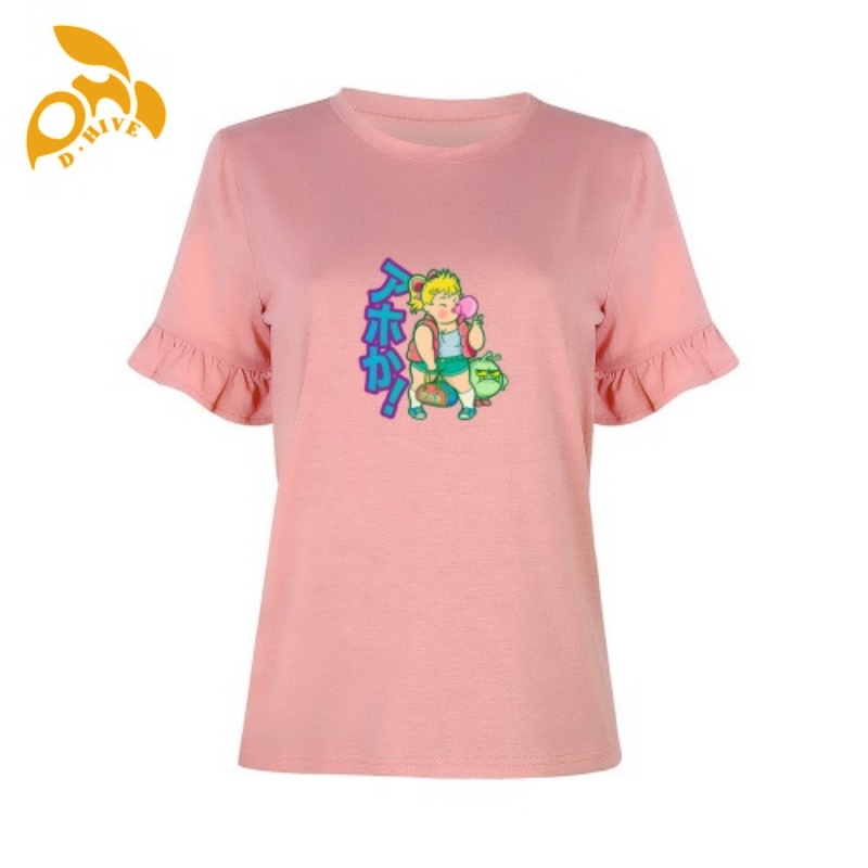 Free Shipping Designer Summer Short sleeve shirt Customized Tees fashion Ladies' short-sleeved ruffled T-shirt S-XXL
