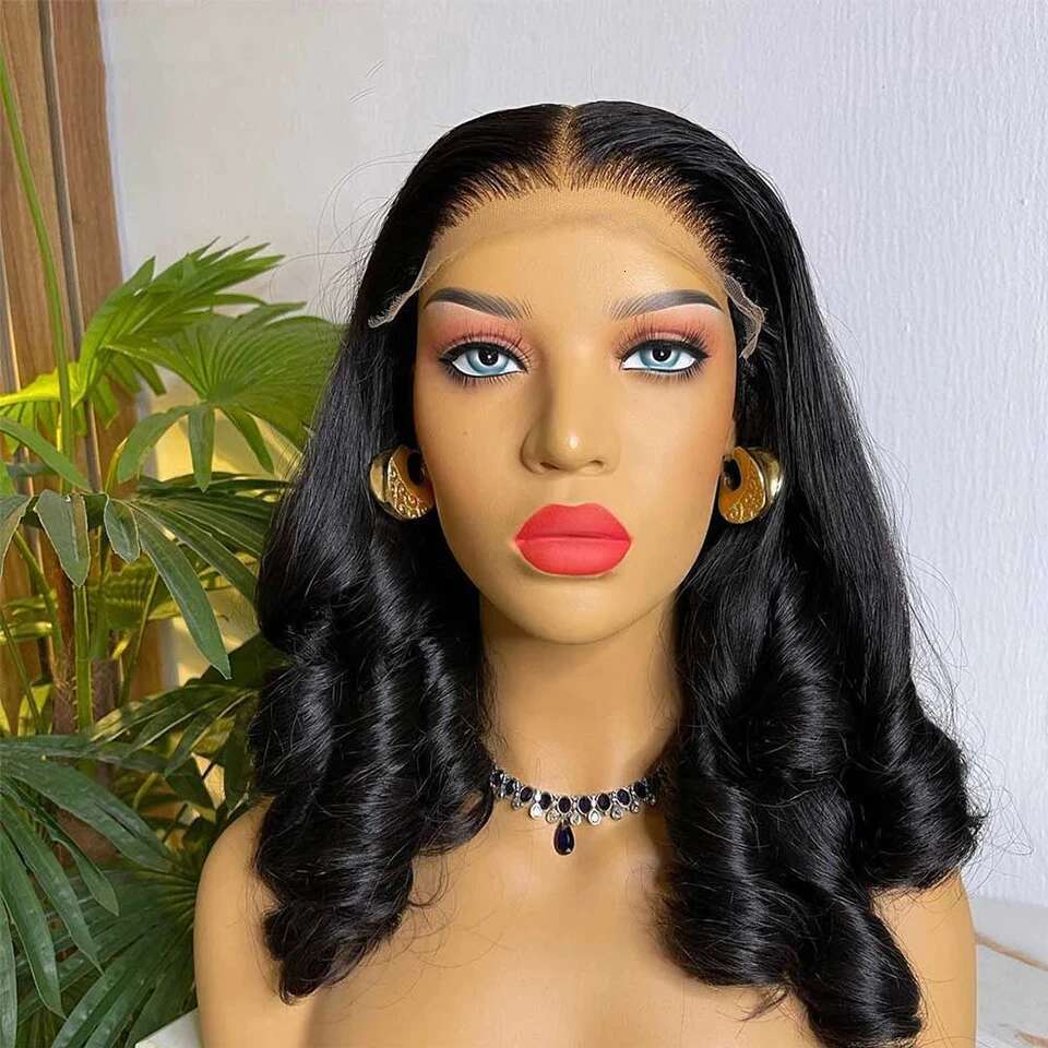Spiral Curl 13x4 Lace Frontal Wigs Glueless Short Deep Bob Wig Bouncy Curly Loose Wave Remy Human Hair Natural