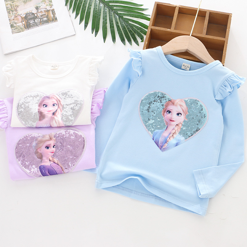 DISNEY toddler designer clothes infant designer clothes Frozen Elsa princess T-shirt Little girl's clothes with princess printed design girls