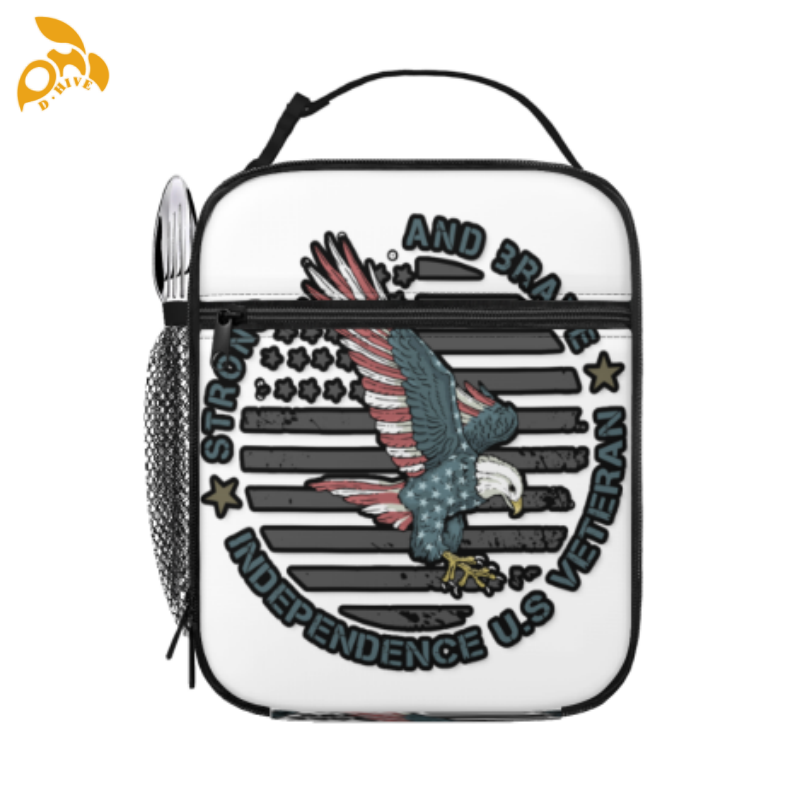 Free shipping designer custom-made round beige, a white and black semi-long lightweight portable hand-held insulated lunch bag .