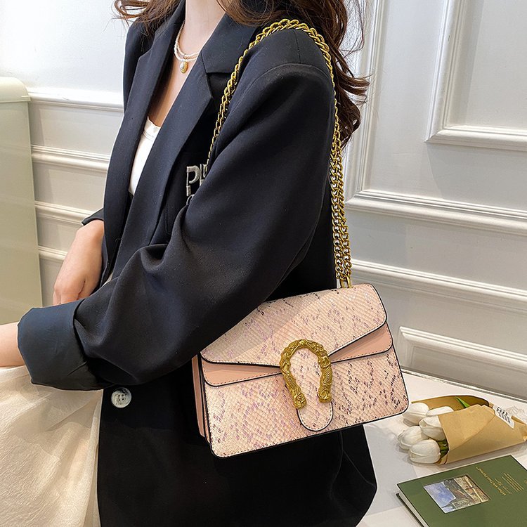 Free Shipping Designer Bag Vintage Snake-Print Crossbody Bag - Trendy Summer Underarm Shoulder Bag for Women, Versatile Chain Strap Purse 2025