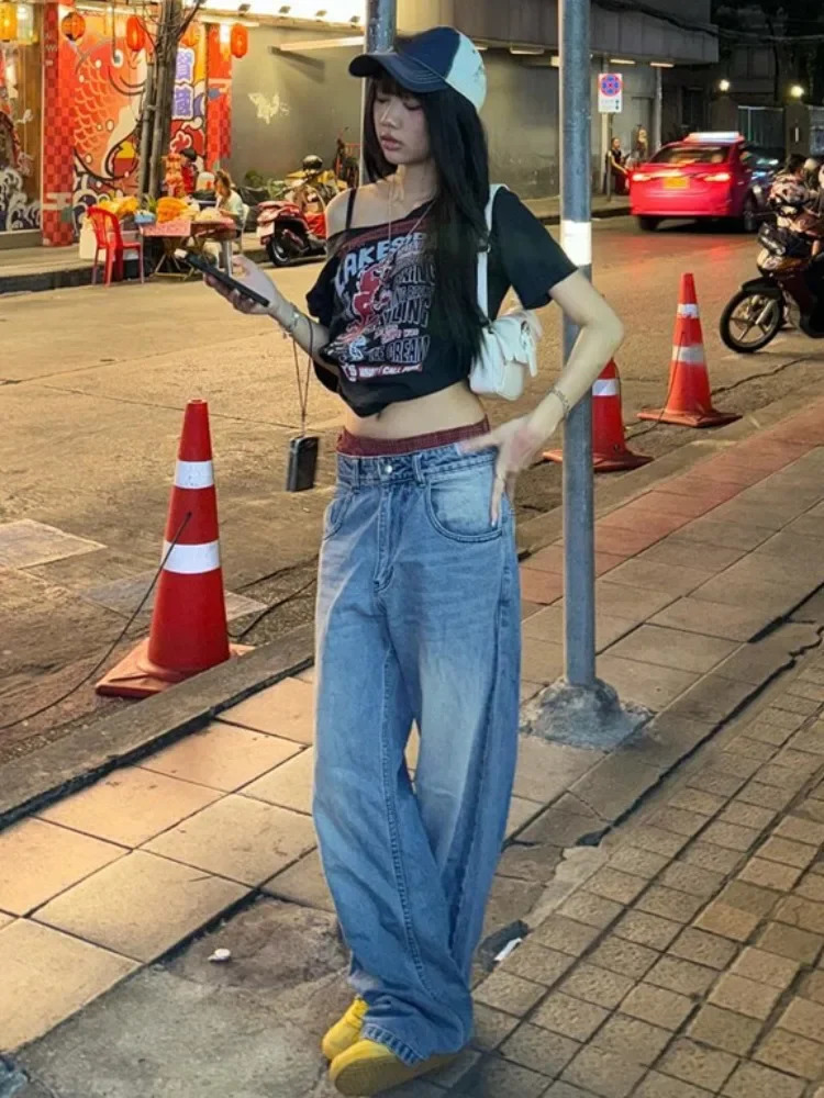 Gothic Tee Y2k Letter Print Off Shoulder Punk T-shirts Women Harajuku Summer Streetwear Grunge T Shirt Aesthetic Sexy Crop Tops 250517CJ