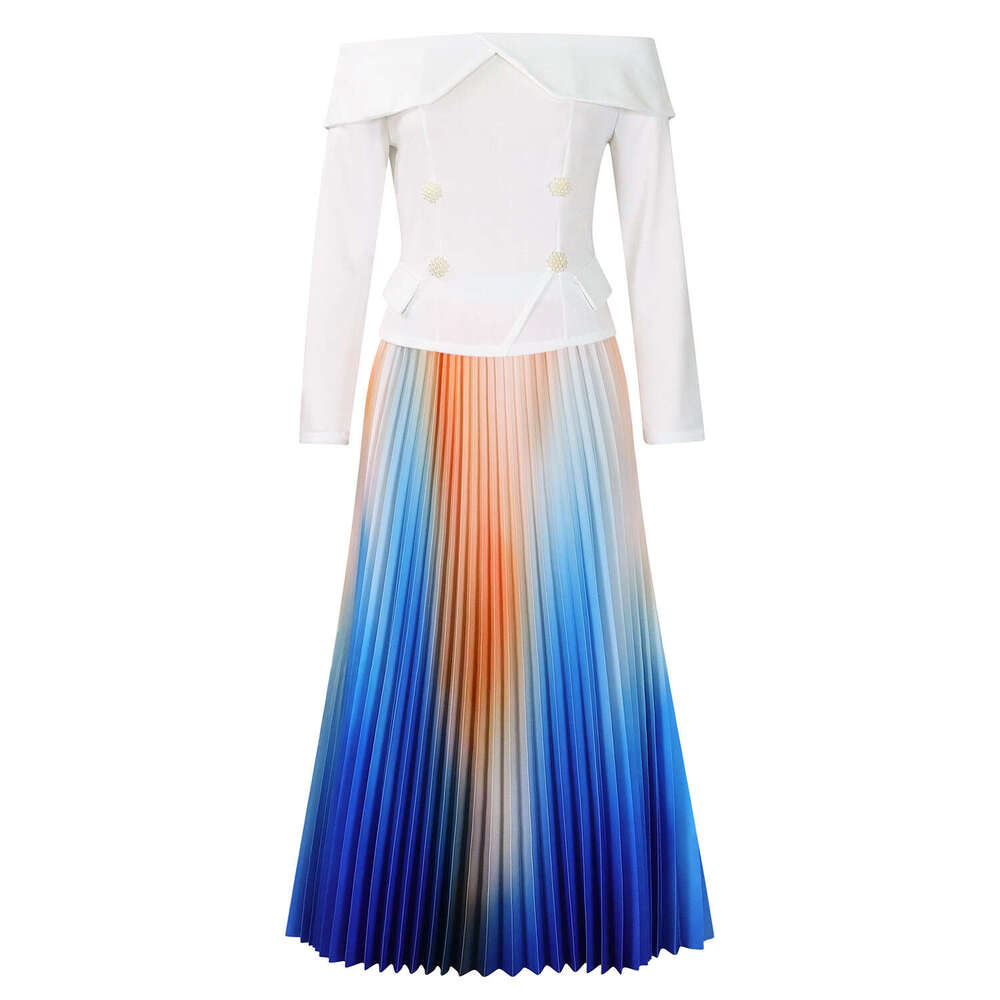 Women's Wear D3309 New Fashionable Elegant One Neck Top And Long Skirt Set