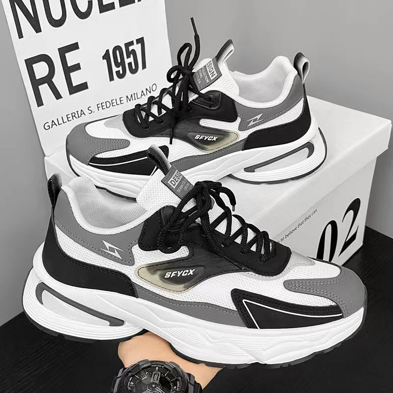 Designer casual shoes Men's summer casual shoes with breathable mesh, thick sole, height increasing, versatile, trendy, popular, sporty, lightwei