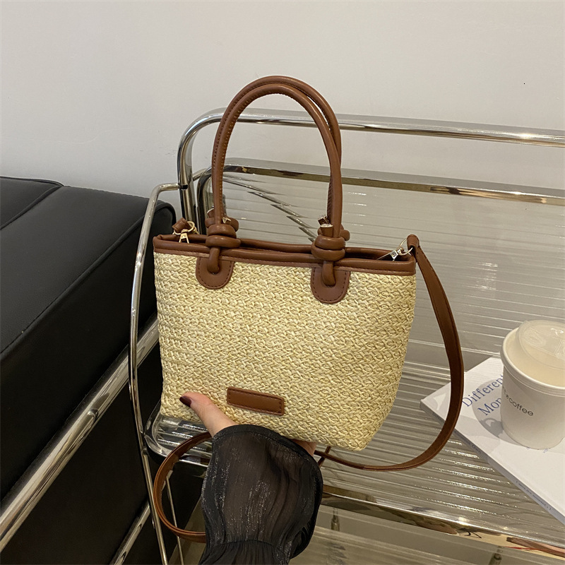 Free Delivery Designer Bag Rural Style Hand Held Straw Bucket For Women 2025 New Summer Light Niche High End Feeling Crossbody Woven Luxury Bag