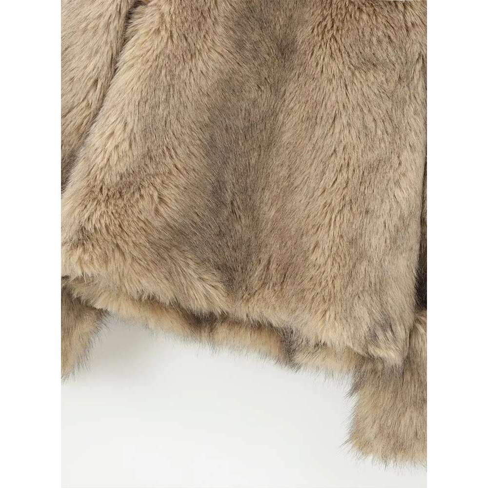 European American style women's autumn and winter new fashion all-match artificial fur effect sweatshirt