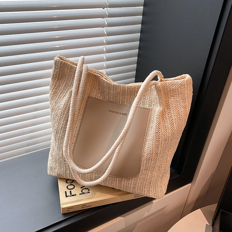 Free Delivery Designer Bag 2025 Summer Straw Woven Bag For Women Sweet Weaving Large Capacity Tote Simple Small Fresh Single Shoulder Bag Trendy Luxur