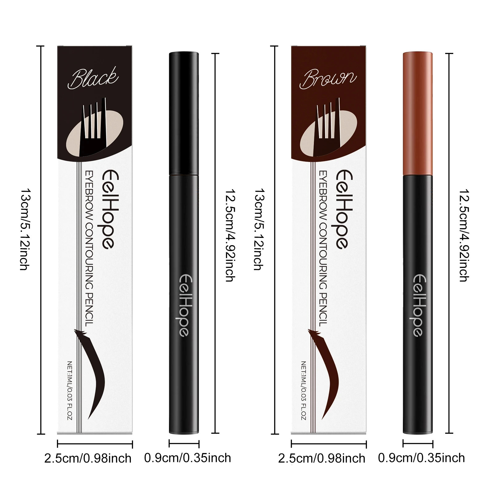 EELHOPE 4 Forks Eyebrow Pencil Long Lasting Eye Makeup Waterproof Sweatproof Natural Brown Black Beauty Makeup Eye Brow Pen 250515