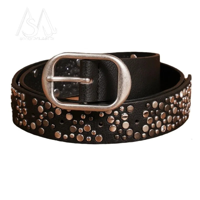 Practical Punk Street Hit Heavy Metal Belts No Rules Claw Nails Diamond-studded Jeans Embellished with Belts 250519