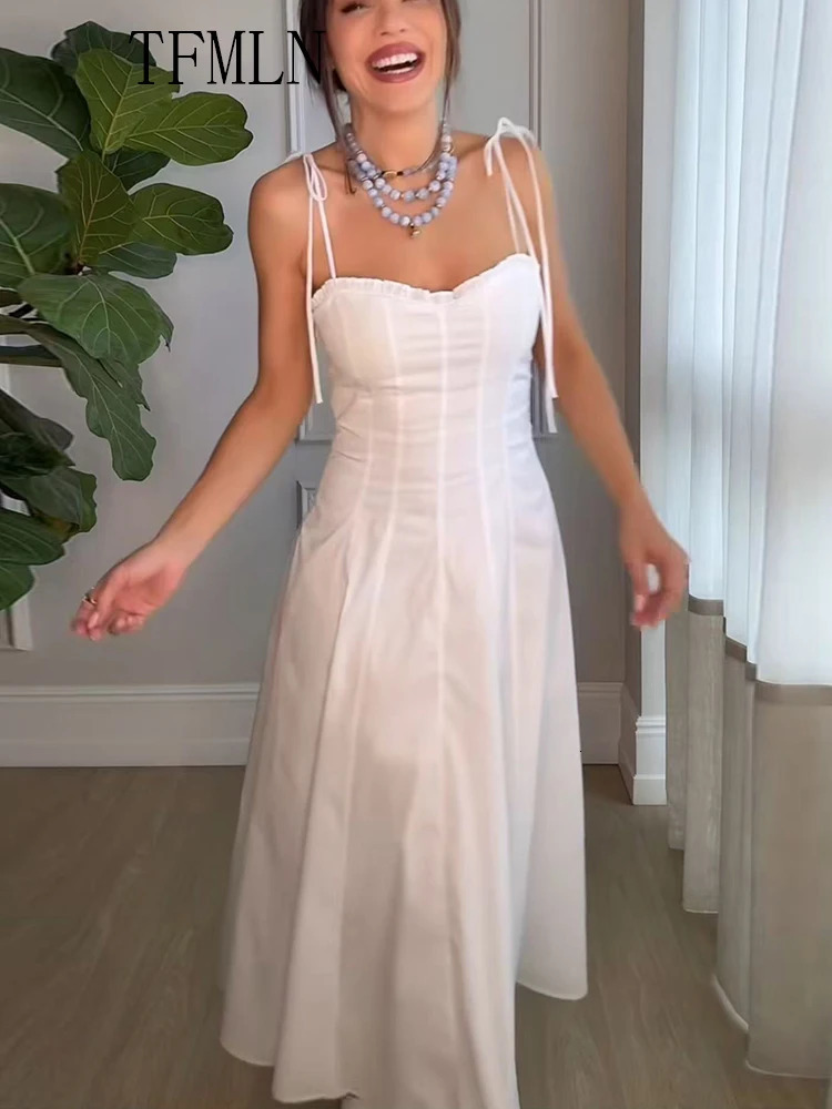 TFMLN Elegant Women Tierred Strap Long Dresses Summer Sweetheart Collar Sleeveless Party Dress Sexy Slim Date Night 250520