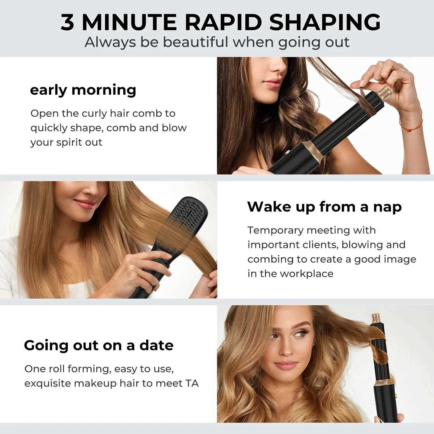 6 In1 Hair Dryer Curling Iron Straightener Hair Brush Electric Hairdryer Folding Styling Comb Multi Hair Styler Hair Care z250520
