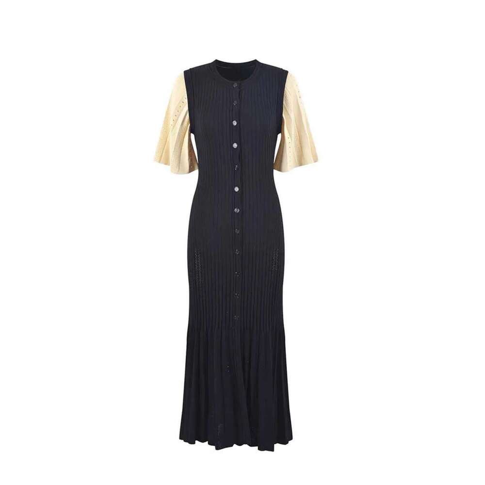 Summer Spring New French Elegant Fragrance High-End Knitted Mermaid Hollow Slimming Fish Tail Knit Dress Designer