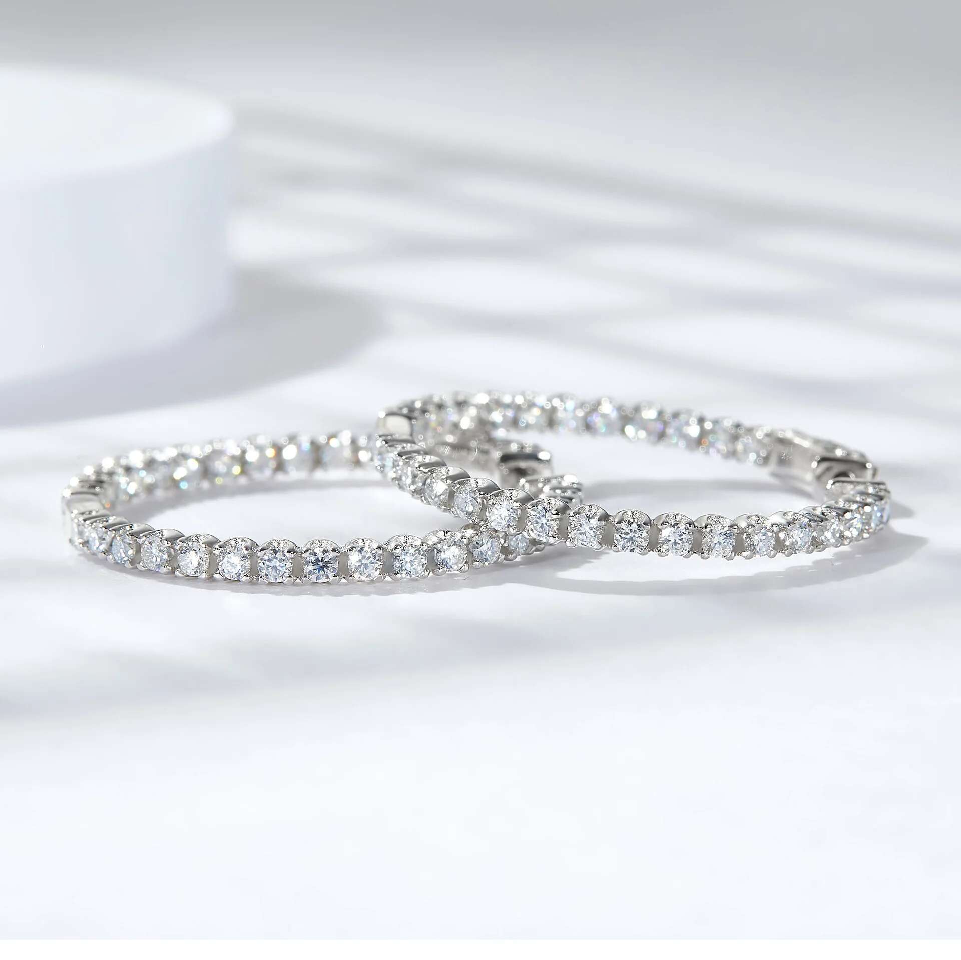 COSFIX 100% 925 Sterling Silver Real 1.23ct Moissanite Earring Hoops For Women Sparkling Wedding Party Luxury Fine Jewelry Gift