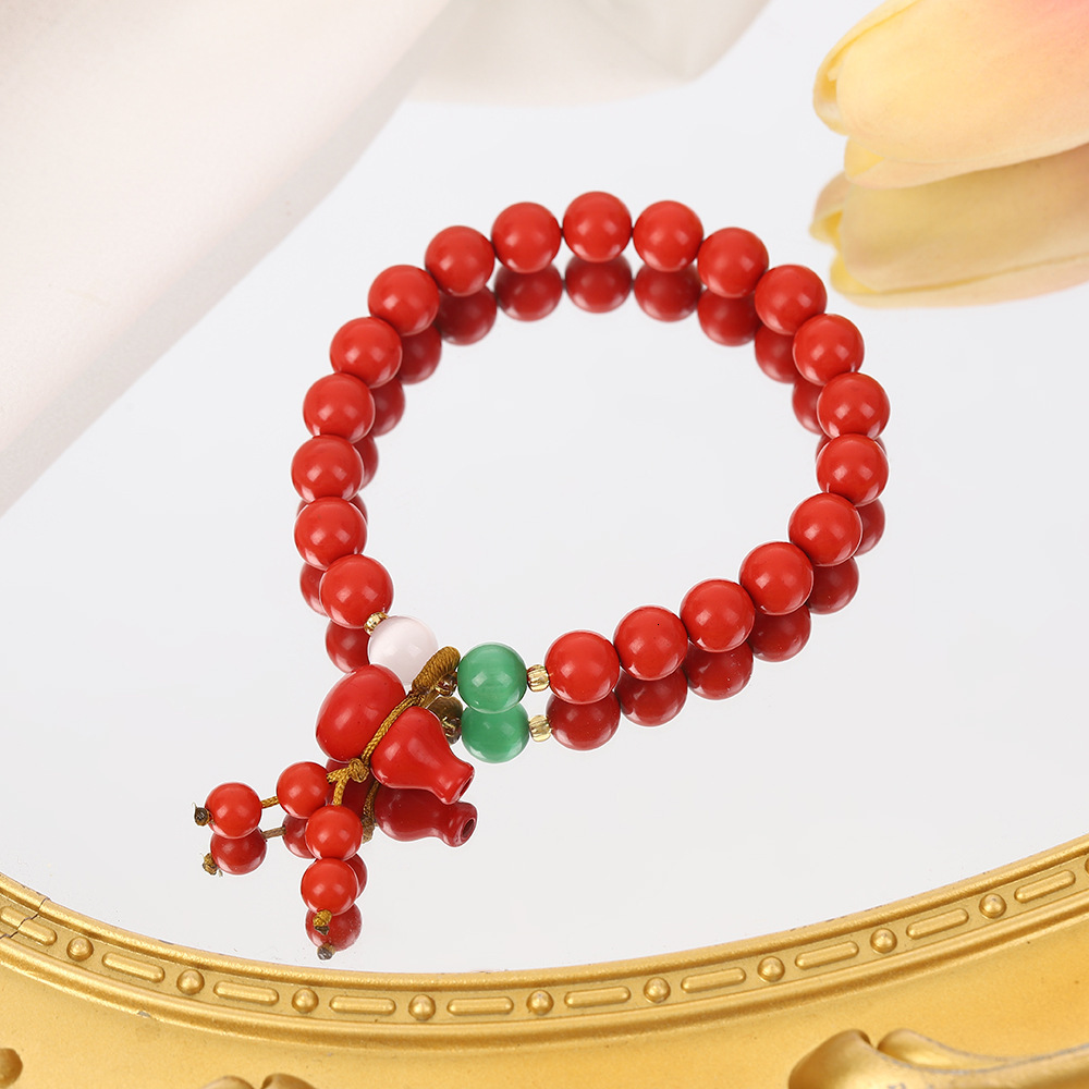 Internet celebrity new Chinese style red sand lotus flower elephant elastic bracelet, personalized and transport bracelet for women