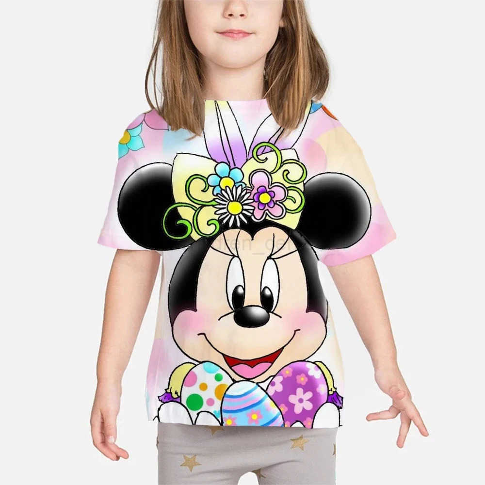 Disney New Summer Kids Cartoon T-Shirt Minnie Mouse Short Sleeve Fashion Breathable Casual Adult Kids Teen Identical 3d Casual T-Shirt W250520