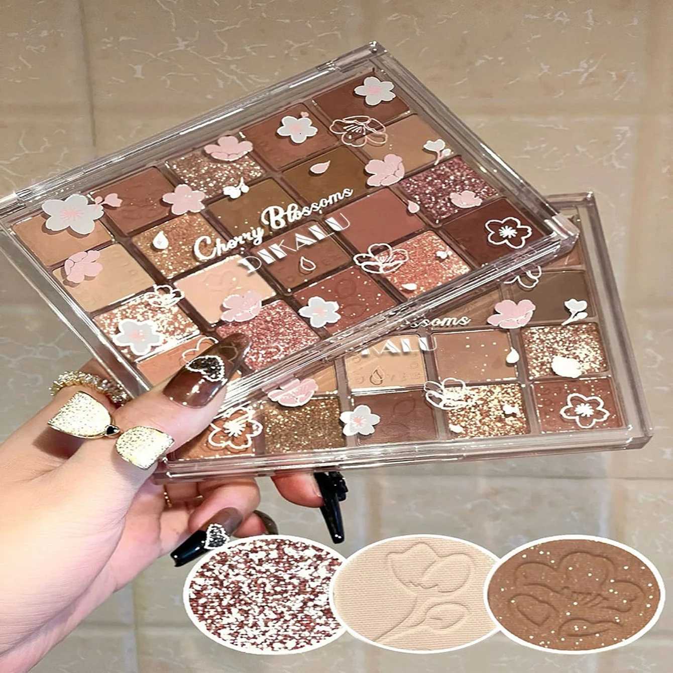 DIKALU Evening Cherry Dance Eyeshadow Tray 20 Color Large Plate Pearl Matte Bright Milk Tea Color Affordable SpringXJ250520