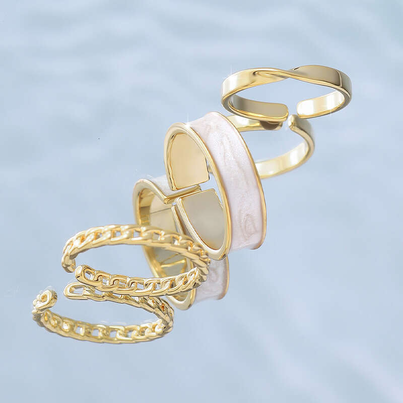 Simple and minimalist design three piece set of fashionable open women's niche new Instagram style adjustable ring for women