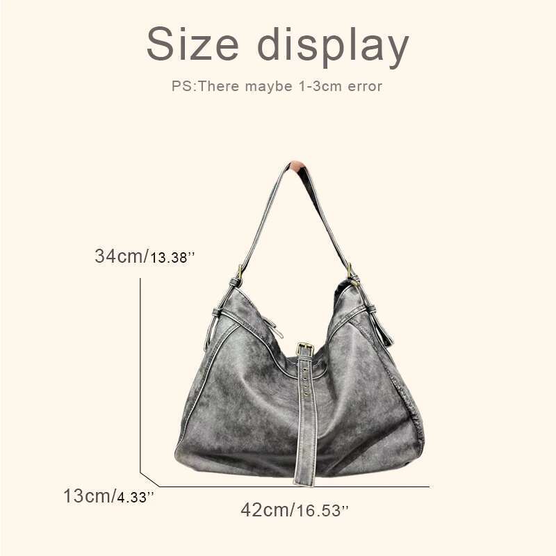 Vintage Messenger Bags For Women Designer Handbag And Purse 2024 New In PU Distressed Belt Buckle Large Capacity Shoulder