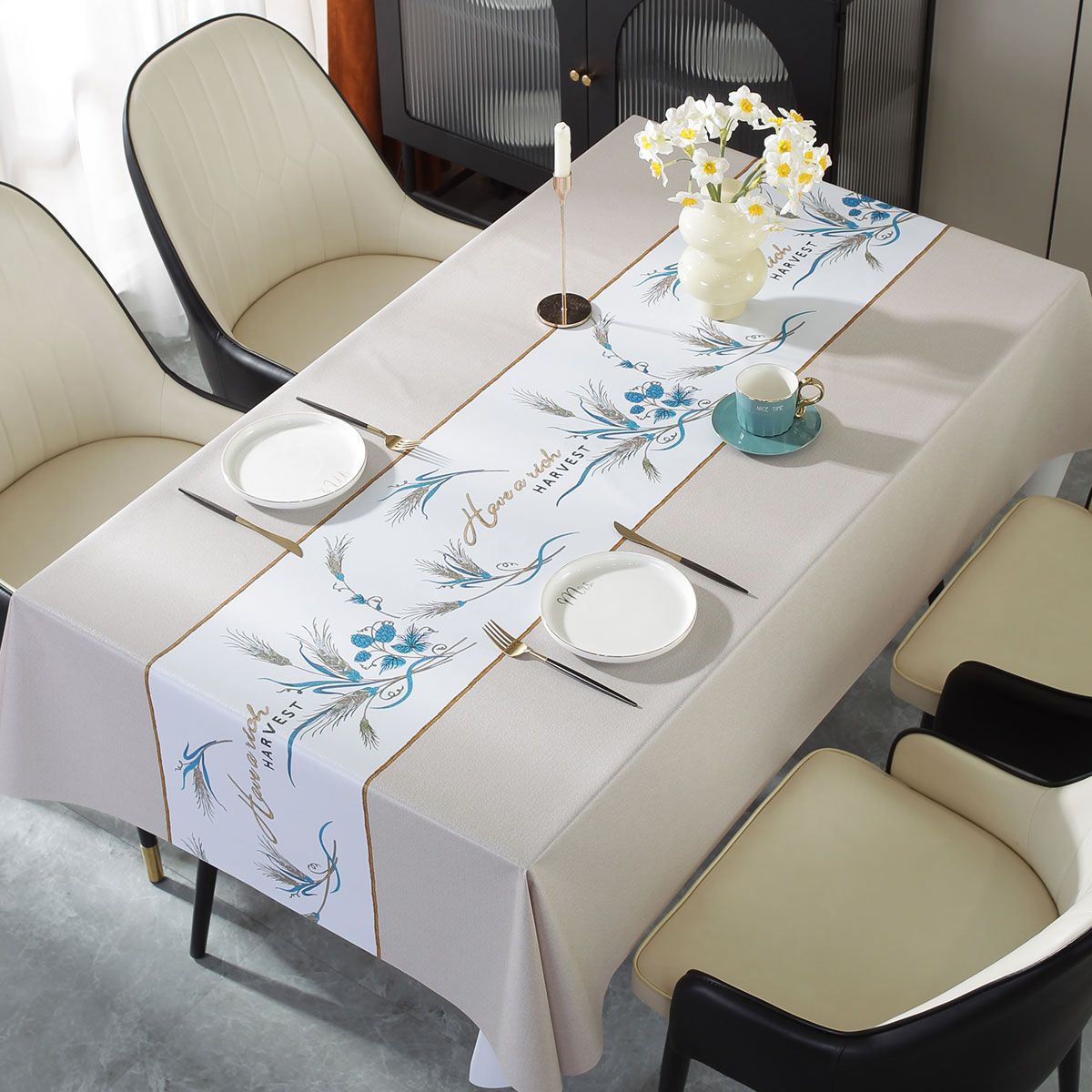 T0472 High-Quality Waterproof Oil-Proof Washable Tablecloth for Coffee Tables