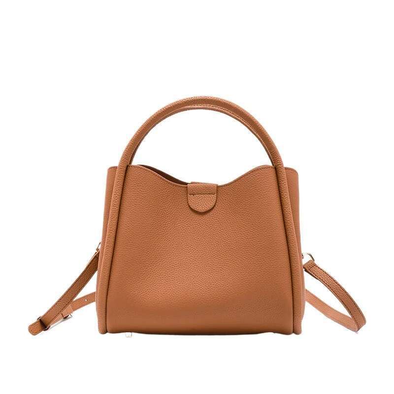 High Quality Designer Bags New Casual Cow Leather Women's Bucket Tote Brown Women Handbag High Quality Ladies Shoulder Crossbody Bag Black Coffe 