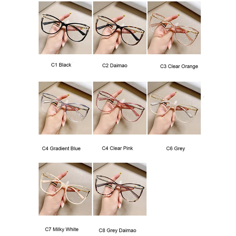Anti Blue Light Myopia Minus Diopter Glasses -1 -1.5 -6 Fashion Gradient Blue Eyeglasses Big Frame Cat Eye Glasses Oculos 250520
