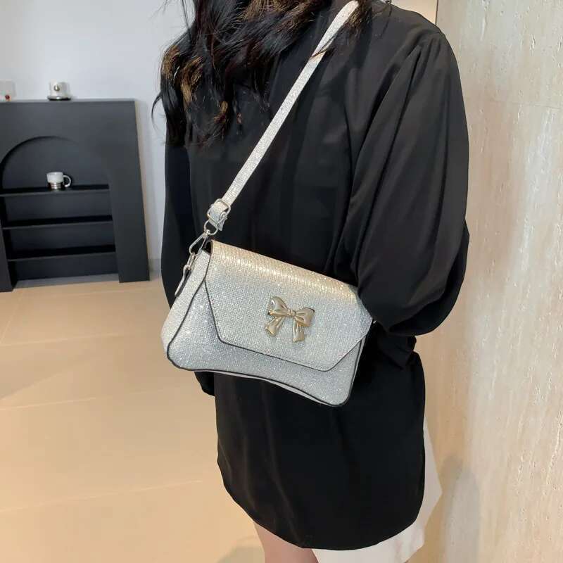 Women's Shoulder Fashion Hand Canvas Wallet Portable Tote Handbags Small Square Bag Bow Crossbody Bags